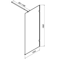 Душевая перегородка Am.Pm X-Joy W94UWI-100-F1-MTE, 100 см, со свободным входом, стекло прозрачное, фурнитура хром матовый