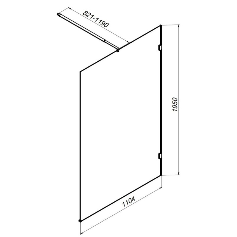 Душевая перегородка Am.Pm X-Joy W94UWI-110-F1-BTE, 110 см, со свободным входом, стекло прозрачное, фурнитура черная