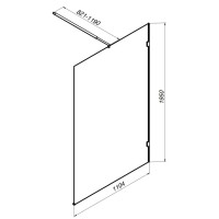 Душевая перегородка Am.Pm X-Joy W94UWI-110-F1-MTE, 110 см, со свободным входом, стекло прозрачное, фурнитура хром матовый