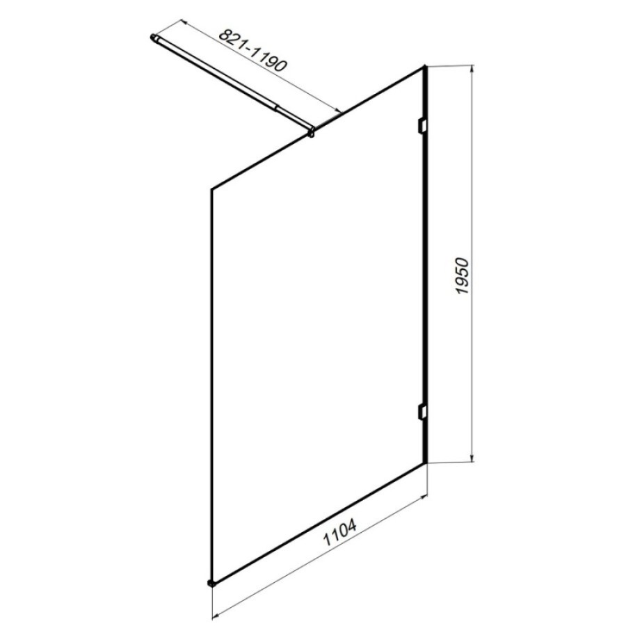 Душевая перегородка Am.Pm X-Joy W94UWI-110-F1-MTE, 110 см, со свободным входом, стекло прозрачное, фурнитура хром матовый