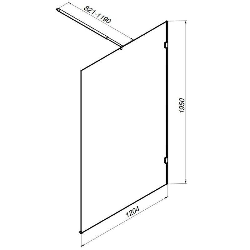 Душевая перегородка Am.Pm X-Joy W94UWI-120-F1-BTE, 120 см, со свободным входом, стекло прозрачное, фурнитура черная