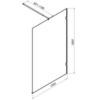 Душевая перегородка Am.Pm X-Joy W94UWI-120-F1-MTE, 120 см, со свободным входом, стекло прозрачное, фурнитура хром матовый