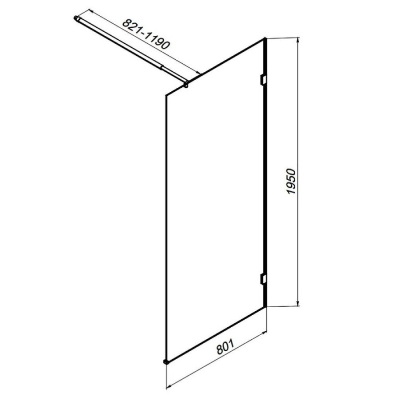 Душевая перегородка Am.Pm X-Joy W94UWI-80-F1-MTE, 80 см, со свободным входом, стекло прозрачное, фурнитура хром матовый
