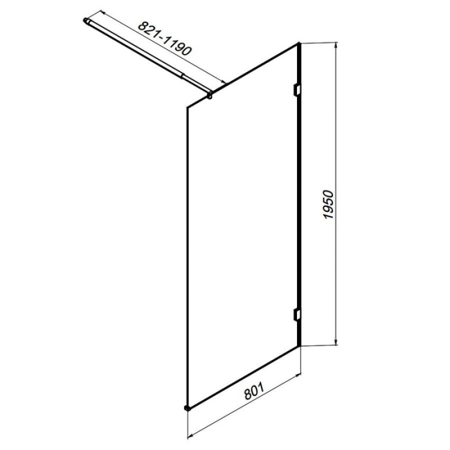Душевая перегородка Am.Pm X-Joy W94UWI-80-F1-MTE, 80 см, со свободным входом, стекло прозрачное, фурнитура хром матовый