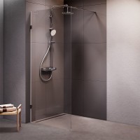 Душевая перегородка Am.Pm X-Joy W94UWI-90-F1-BTE, 90 см, со свободным входом, стекло прозрачное, фурнитура черная