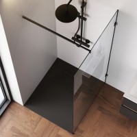 Душевая перегородка Am.Pm X-Joy W94WI-100-F1-BTE, 100 см, со свободным входом, стекло прозрачное, цвет фурнитуры черный матовый
