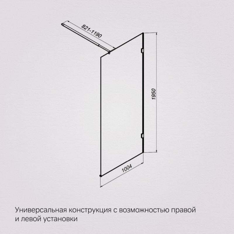 Душевая перегородка Am.Pm X-Joy W94WI-100-F1-MTE, 100 см, со свободным входом, стекло прозрачное, фурнитура хром матовый