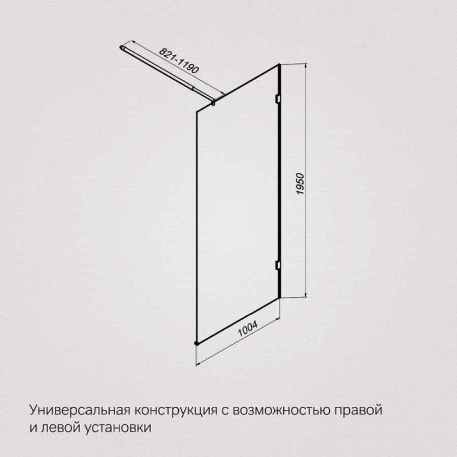 Душевая перегородка Am.Pm X-Joy W94WI-100-F1-MTE, 100 см, со свободным входом, стекло прозрачное, фурнитура хром матовый
