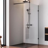 Душевая перегородка Am.Pm X-Joy W94WI-120-F1-BTE, 120 см, со свободным входом, стекло прозрачное, цвет фурнитуры черный матовый