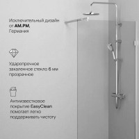 Душевая перегородка Am.Pm X-Joy W94WI-80-F1-MTE, 80 см, со свободным входом, стекло прозрачное, фурнитура хром матовый