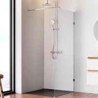 Душевая перегородка Am.Pm X-Joy W94WI-90-F1-MTE, 90 см, со свободным входом, стекло прозрачное, фурнитура хром