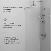 Душевая перегородка Am.Pm X-Joy W94WI-90-F1-MTE, 90 см, со свободным входом, стекло прозрачное, фурнитура хром