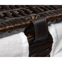 Корзина WasserKraft Isar WB-130-M, средняя, для белья, с крышкой, белый/темно-коричневый