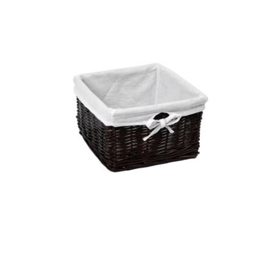 Корзина WasserKraft Alme WB-150-M, средняя для белья, темно-коричневый/белый