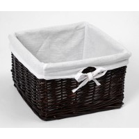 Корзина WasserKraft Alme WB-150-S, маленькая для белья, темно-коричневый/белый