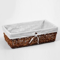 Корзина WasserKraft Exter WB-160-L, большая, для белья, белый/светло-коричневый