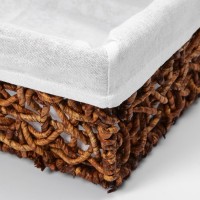 Корзина WasserKraft Exter WB-160-L, большая, для белья, белый/светло-коричневый