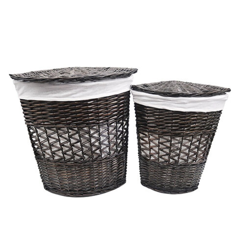 Корзина для белья WasserKraft Salm WB-270-L, угловая, большая, с крышкой, белый/темно-коричневый
