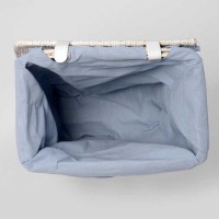 Корзина для белья WasserKraft Lippe WB-450-L, большая, с крышкой, плетеная, белый/голубой