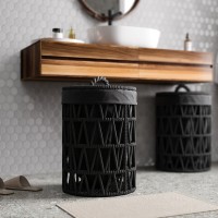 Корзина для белья WasserKraft Mosel WB-460-L, ширина 46 см, глубина 46 см, высота 61 см, черная