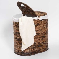 Корзина плетеная WasserKraft Dill WB-611-L, с крышкой, темно-коричневый/белый