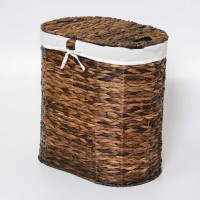 Корзина плетеная WasserKraft Dill WB-611-L, с крышкой, темно-коричневый/белый