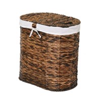 Корзина плетеная WasserKraft Dill WB-611-L, с крышкой, темно-коричневый/белый