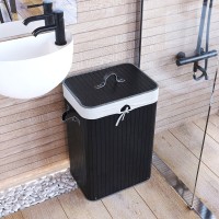 Корзина для белья WasserKraft Nuthe WB-910-L, ширина 40 см, глубина 30 см, высота 59.5 см, черная/белая