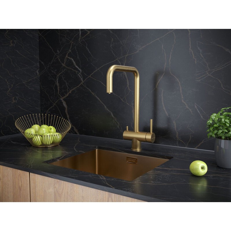 Смеситель Paulmark Wetter We213030-BG для кухонной мойки, с подключением к фильтру, брашированное золото