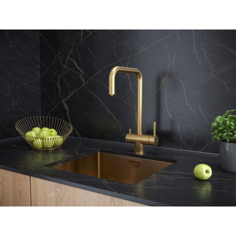 Смеситель Paulmark Wetter We213030-BG для кухонной мойки, с подключением к фильтру, брашированное золото