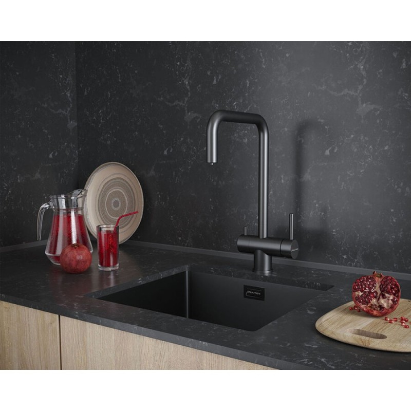 Смеситель Paulmark Wetter We213030-GM для кухонной мойки, с подключением к фильтру, вороненая сталь
