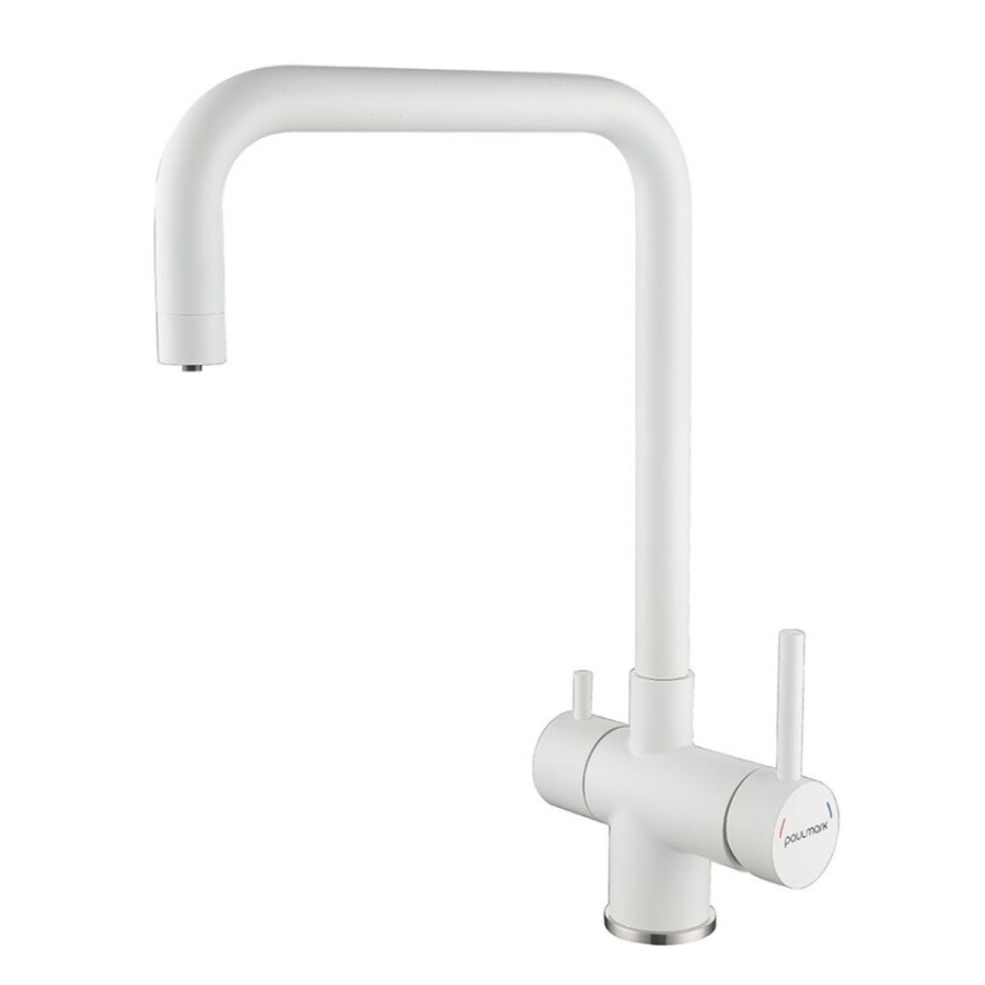 Смеситель Paulmark Wetter We213030-WH для кухонной мойки, с подключением к фильтру, белый матовый