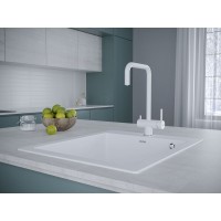 Смеситель Paulmark Wetter We213030-WH для кухонной мойки, с подключением к фильтру, белый матовый