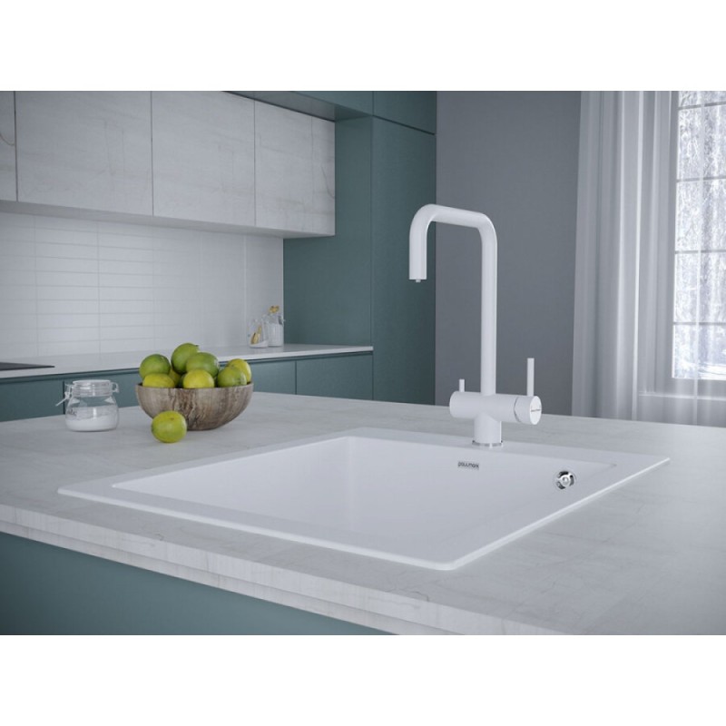 Смеситель Paulmark Wetter We213030-WH для кухонной мойки, с подключением к фильтру, белый матовый