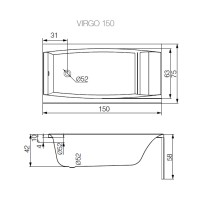 Ванна прямоугольная Cersanit Virgo 150 х 75 см