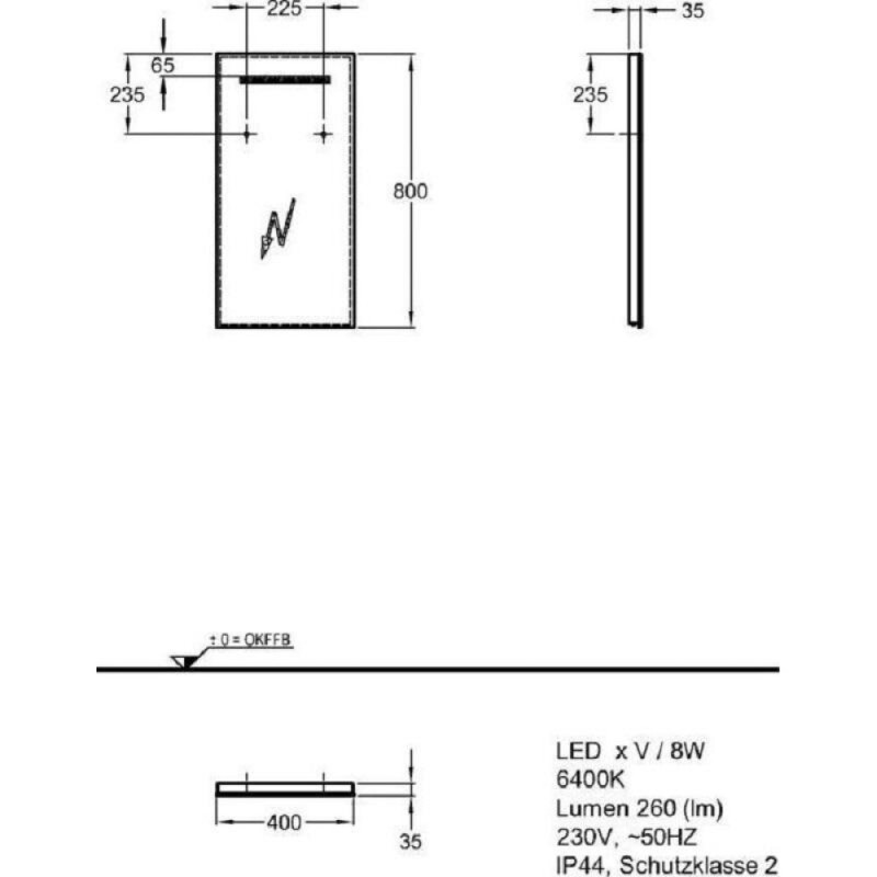 Зеркало Geberit Renova Compact Y862340000, 40 см, с LED подсветкой, белое