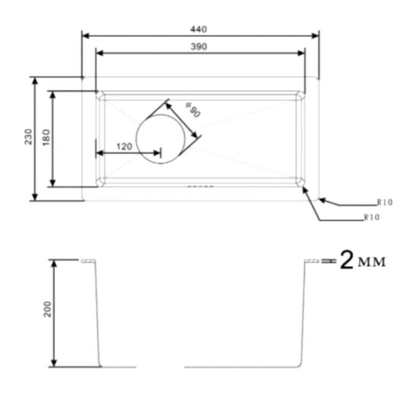 Мойка Zorg Light ZL R 230440, 23 х 44 см, брашированная матовая нержавеющая сталь