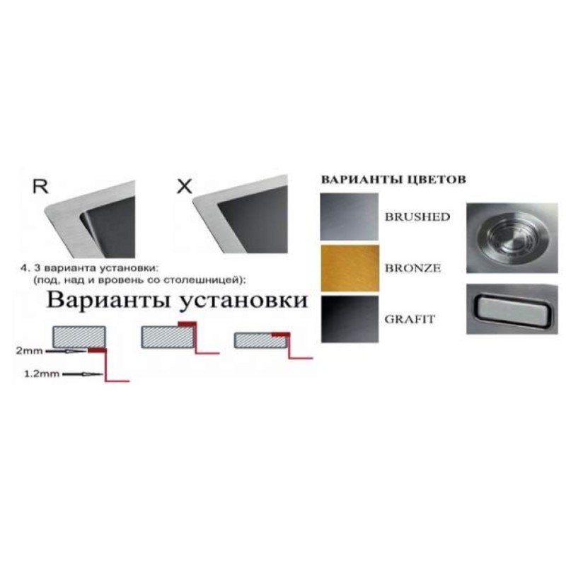 Мойка Zorg Light ZL R 510510, 51 х 51 см, брашированная матовая нержавеющая сталь