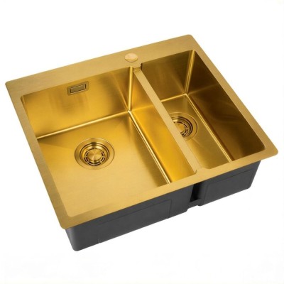 Кухонная мойка Zorg ZL R 590-2-510-L BRONZE/ZL R 590-2-510-R BRONZE, 59 см, нержавеющая сталь, цвет бронза PVD, основная чаша слева/справа