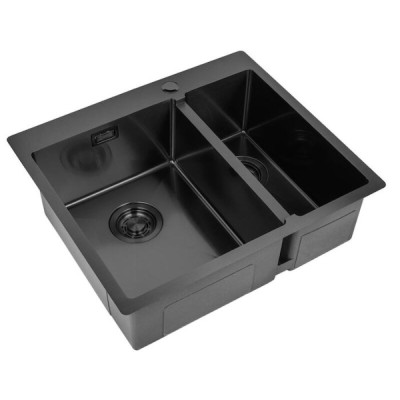 Кухонная мойка Zorg ZL R 590-2-510-L GRAFIT/ZL R 590-2-510-R GRAFIT, 59 см, нержавеющая сталь, цвет графит PVD, основная чаша слева/справа