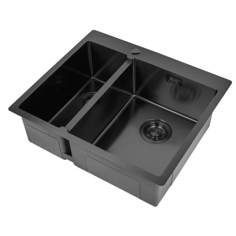Кухонная мойка Zorg ZL R 590-2-510-L GRAFIT/ZL R 590-2-510-R GRAFIT, 59 см, нержавеющая сталь, цвет графит PVD, основная чаша слева/справа