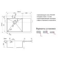 Мойка Zorg Light ZL R 780510-L/R Grafit, 78 х 51 см, графит