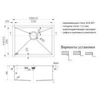 Мойка Zorg Light ZL R 580440 Grafit, 58 х 44 см, графит