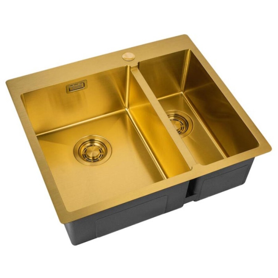 Кухонная мойка Zorg ZL R 590-2-510-L BRONZE/ZL R 590-2-510-R BRONZE, 59 см, нержавеющая сталь, цвет бронза PVD, основная чаша слева/справа