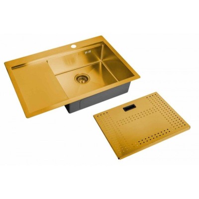 Мойка кухонная Zorg Master, 78 см, с накладкой, чаша справа, бронза, ZM N-7852-R BRONZE