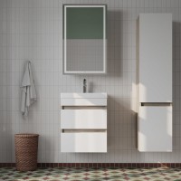 Тумба с раковиной Iddis Zodiac ZOD5AB0i95K 50 см подвесная, 2 ящика, цвет белый/под дерево