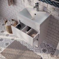 Тумба с раковиной Iddis Zodiac 50 см подвесная, 2 ящика, белый матовый, ZOD5CB0i95K