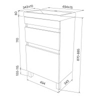 Тумба с раковиной Iddis Zodiac 50 см подвесная, 2 ящика, белый матовый, ZOD5CBFi95K