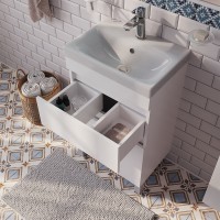 Тумба с раковиной Iddis Zodiac 50 см подвесная, 2 ящика, белый матовый, ZOD5CBFi95K