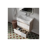 Тумба с раковиной Iddis Zodiac ZOD6AB0i95K, 60 см, подвесная, 2 ящика, белый матовый/дерево